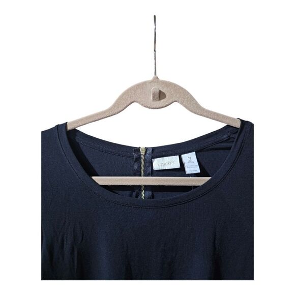 CHICO'S Black 3/4 Sleeve Back‎ Zipper Hi Low Hem Top Shirt - Size 3 - Picture 3 of 8